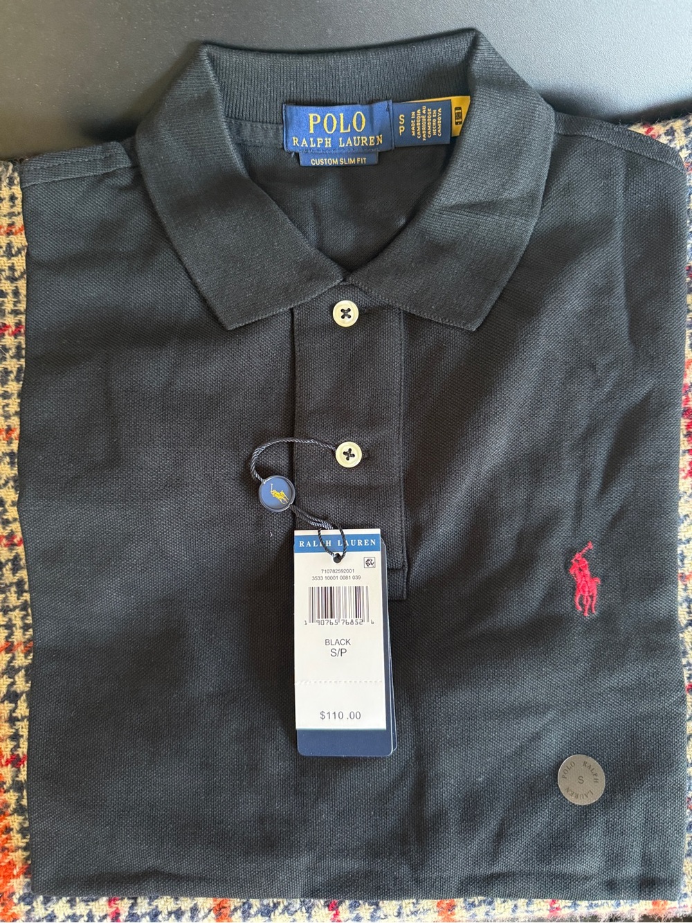 Ralph Lauren Black Polo with Red Pony Embroidery